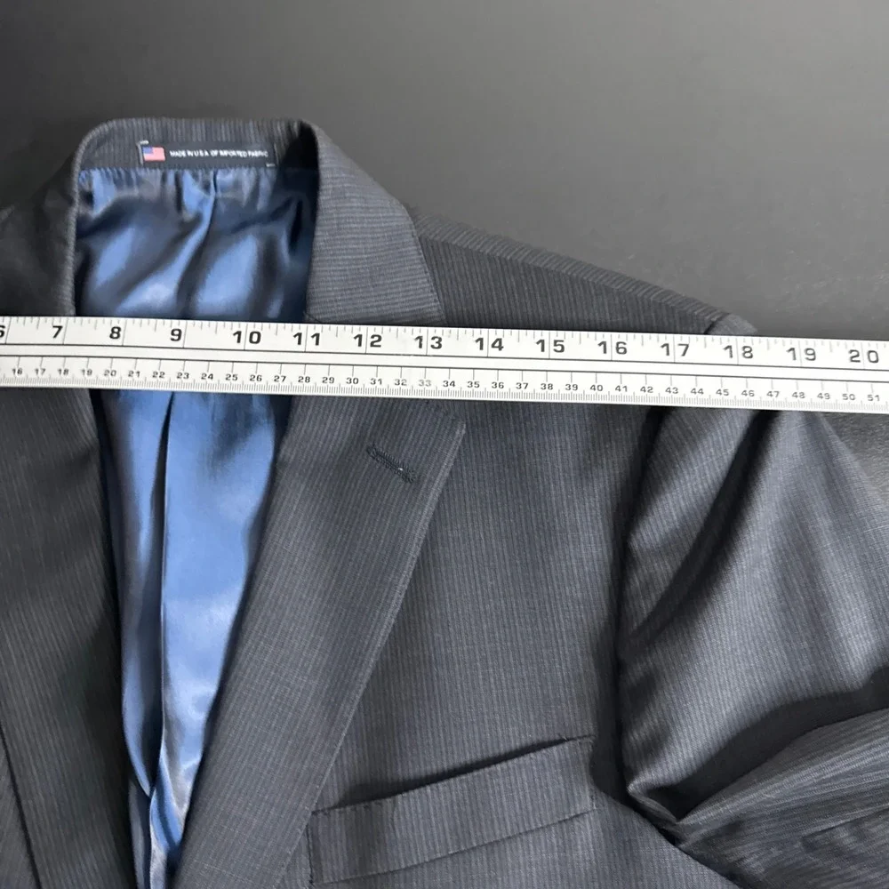 Hart Schaffner Marx Mens 42L 34W Charcoal Pinstripe‎ USA Made